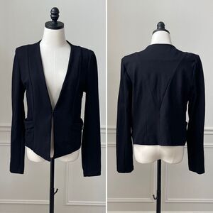 Stoosh Black Blazer Jacket Front Hook Pockets L